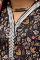 3 Piece Unstitched Printed Khaddar Suit with Embroidered Twill Cotton Linen Dupatta