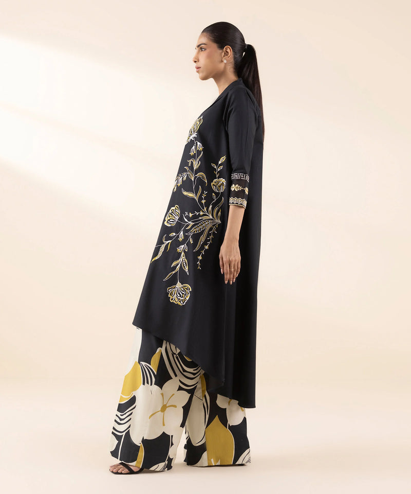 2 Piece - Embroidered Cotton Suit