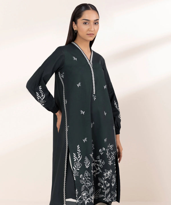 2 Piece - Embroidered Cotton Suit