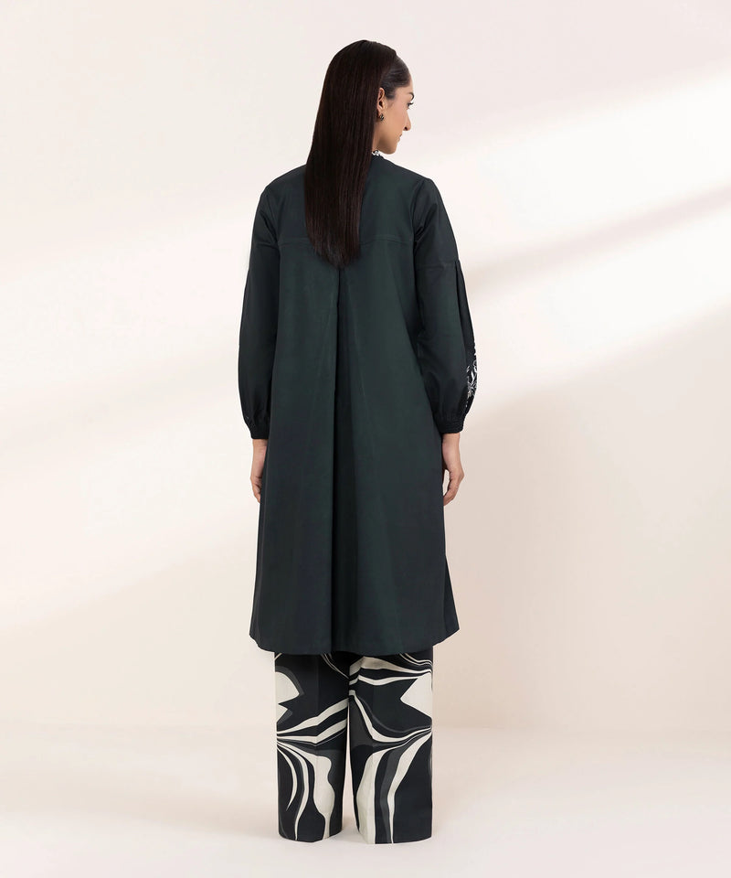 2 Piece - Embroidered Cotton Suit