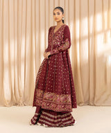 3 Piece - Embroidered Raw Silk Suit