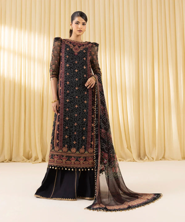 3 Piece - Embroidered Chiffon Suit
