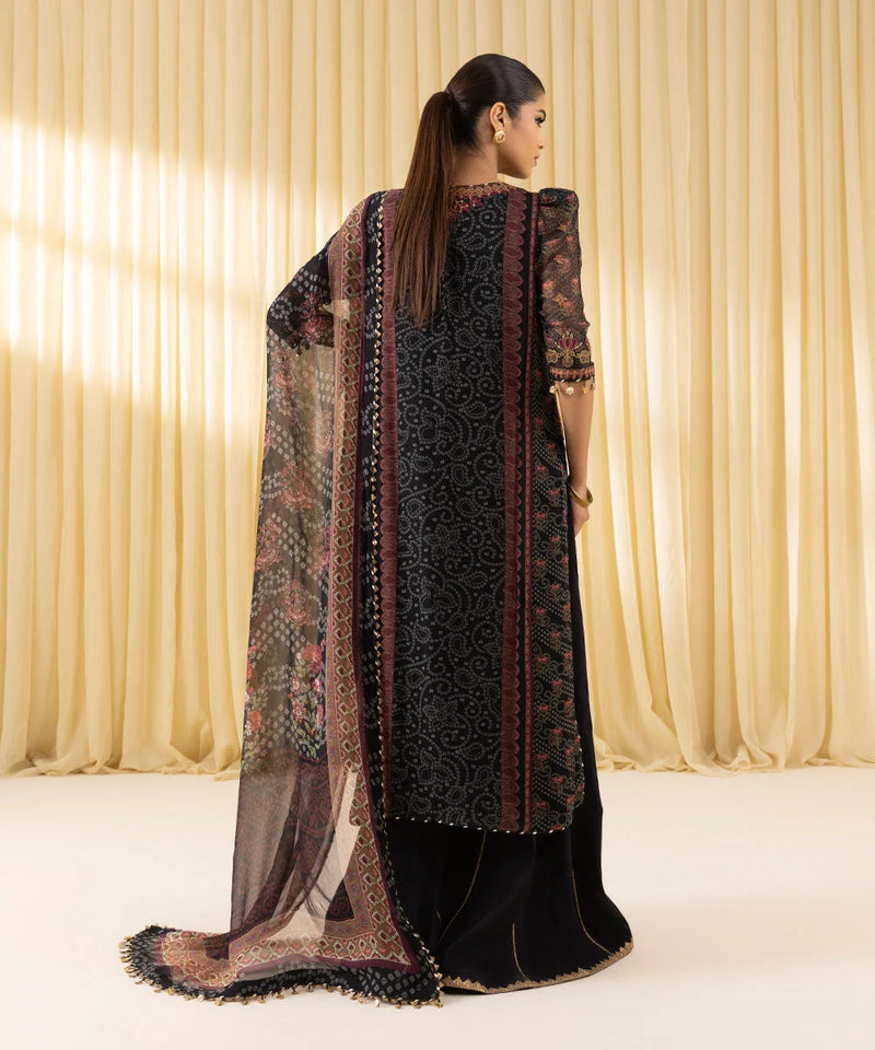 3 Piece - Embroidered Chiffon Suit