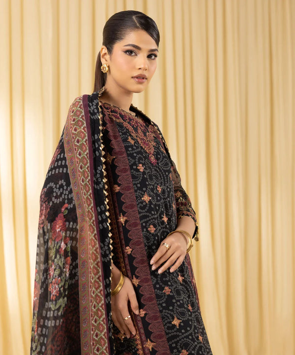 3 Piece - Embroidered Chiffon Suit