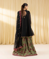 3 Piece - Embroidered Blended Net Suit