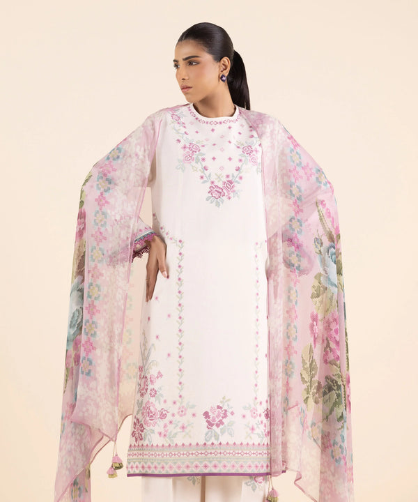 3 Piece - Embroidered Dobby Suit