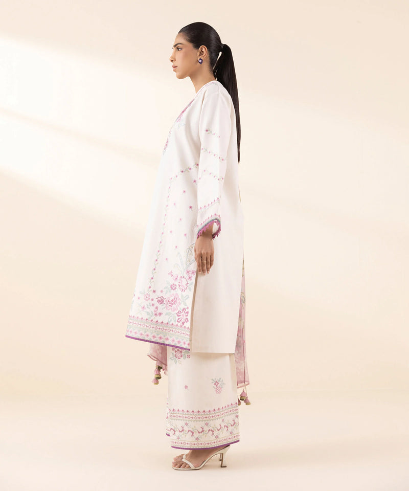 3 Piece - Embroidered Dobby Suit