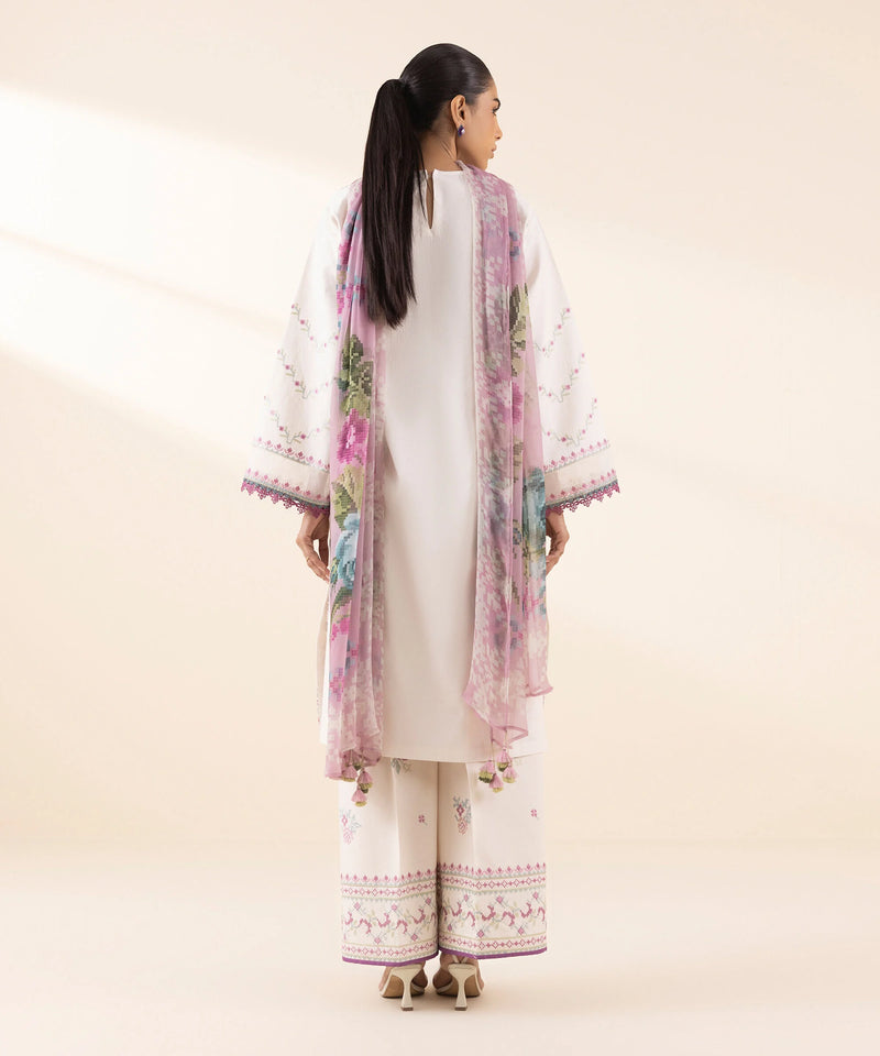 3 Piece - Embroidered Dobby Suit