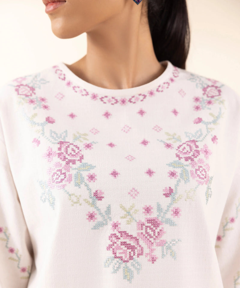 3 Piece - Embroidered Dobby Suit