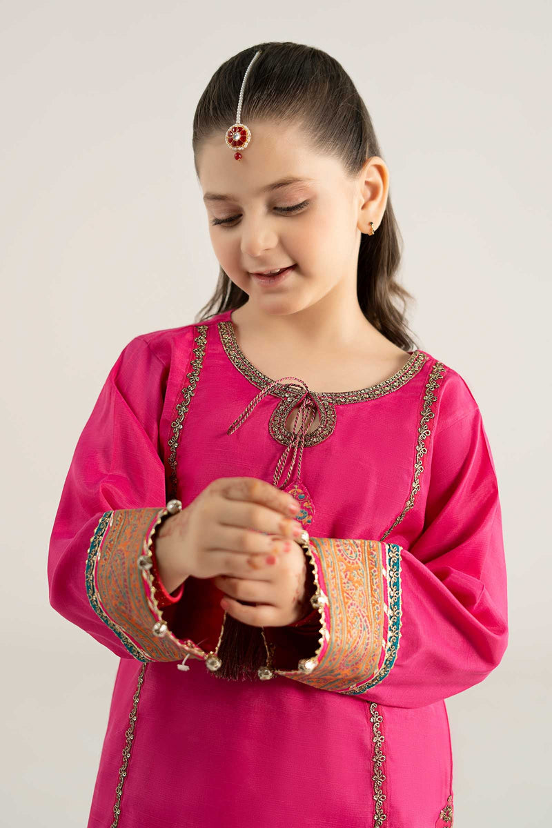 3 Piece Embroidered Raw Silk Suit