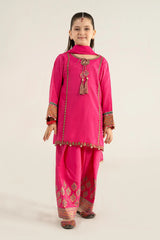 3 Piece Embroidered Raw Silk Suit