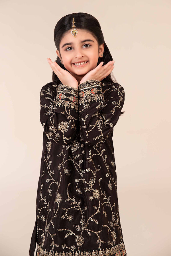 3 Piece Embroidered Raw Silk Suit