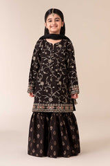 3 Piece Embroidered Raw Silk Suit