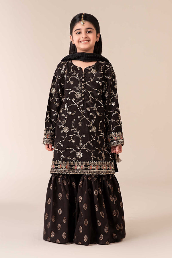 3 Piece Embroidered Raw Silk Suit