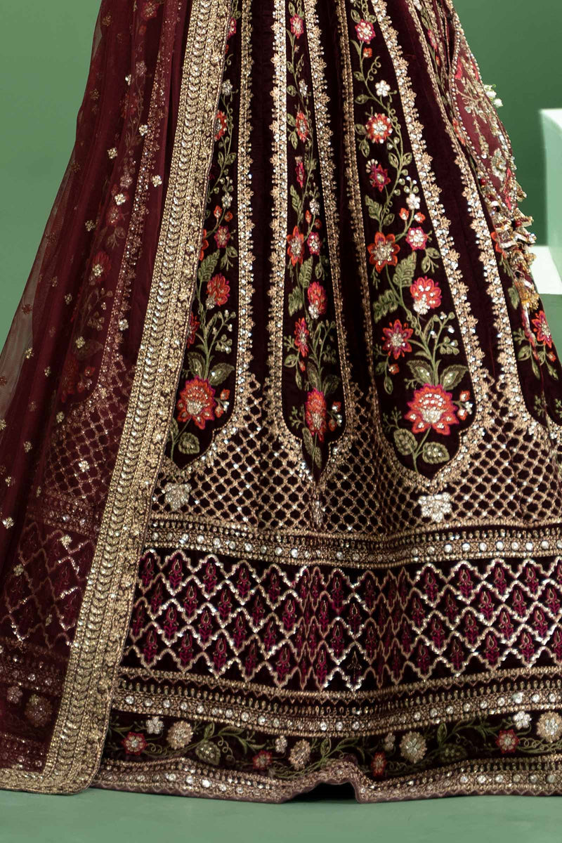 3 Piece Embroidered Velvet Suit