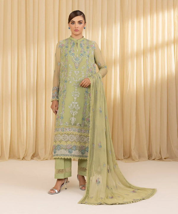 3 Piece - Embroidered Chiffon Suit