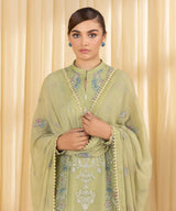 3 Piece - Embroidered Chiffon Suit