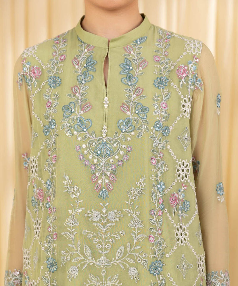 3 Piece - Embroidered Chiffon Suit