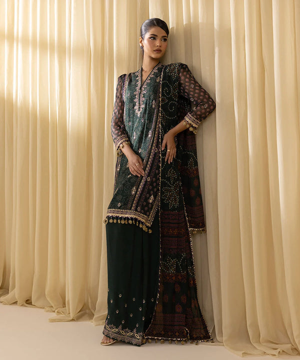 3 Piece - Embroidered Chiffon Suit