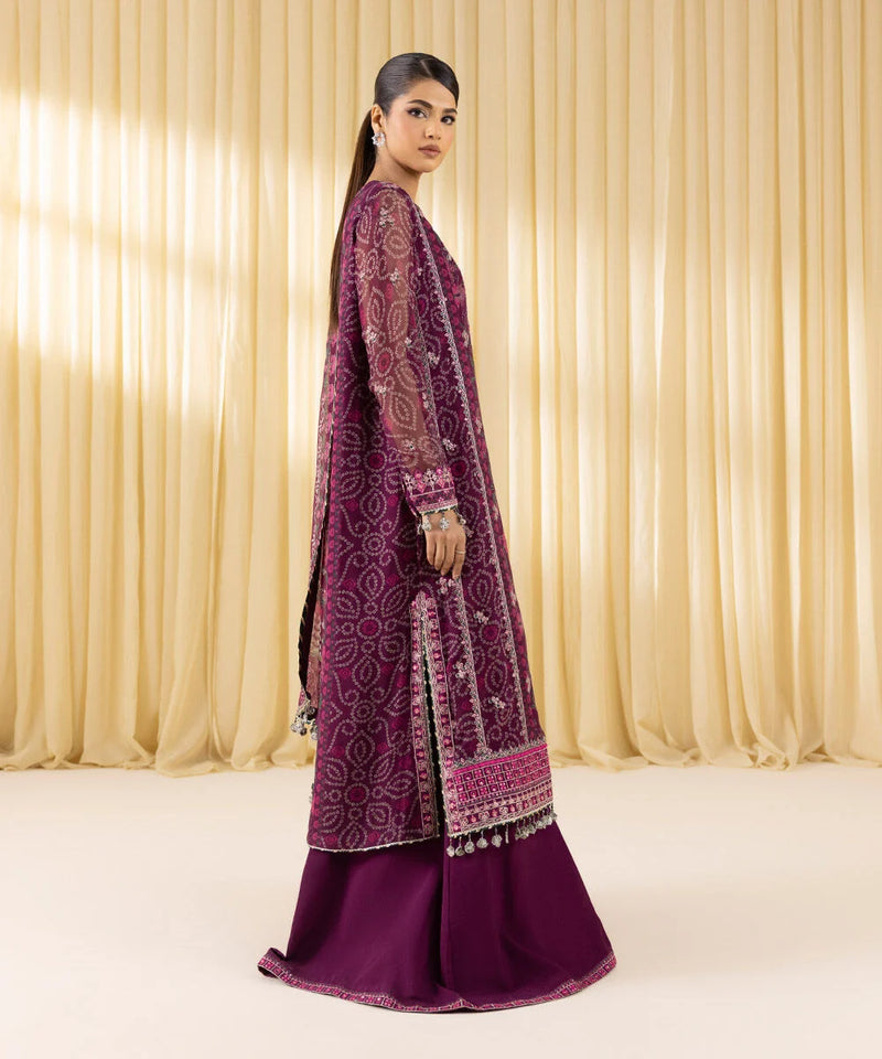 3 Piece - Embroidered Chiffon Suit