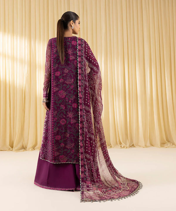 3 Piece - Embroidered Chiffon Suit