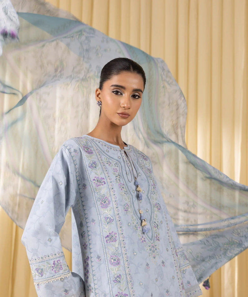 3 Piece - Embroidered Cotton Jacquard Suit