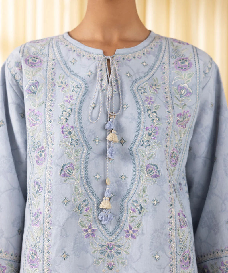 3 Piece - Embroidered Cotton Jacquard Suit