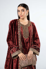 3 Piece Embroidered Velvet Suit