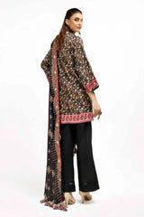 3 Piece Unstitched Printed Khaddar Suit with Embroidered Twill Cotton Linen Dupatta