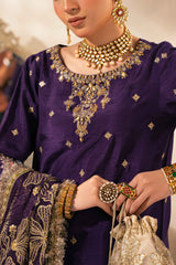 3 Piece Embroidered Raw Silk Suit