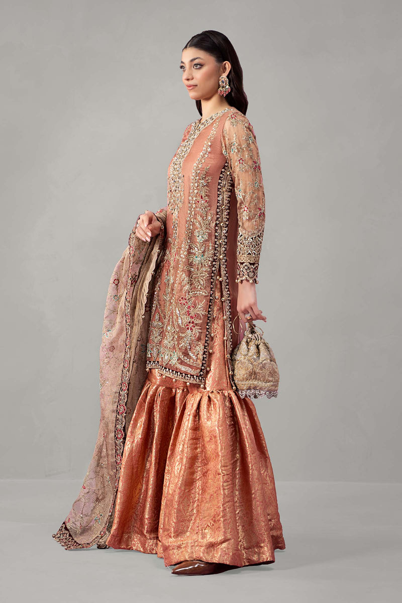 3 Piece Embroidered Zari Net Suit