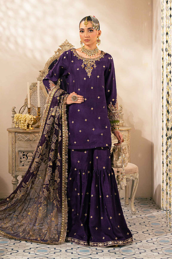3 Piece Embroidered Raw Silk Suit