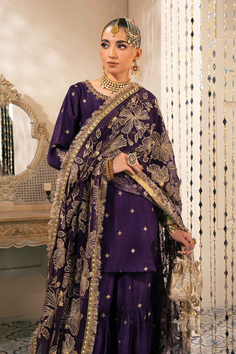 3 Piece Embroidered Raw Silk Suit