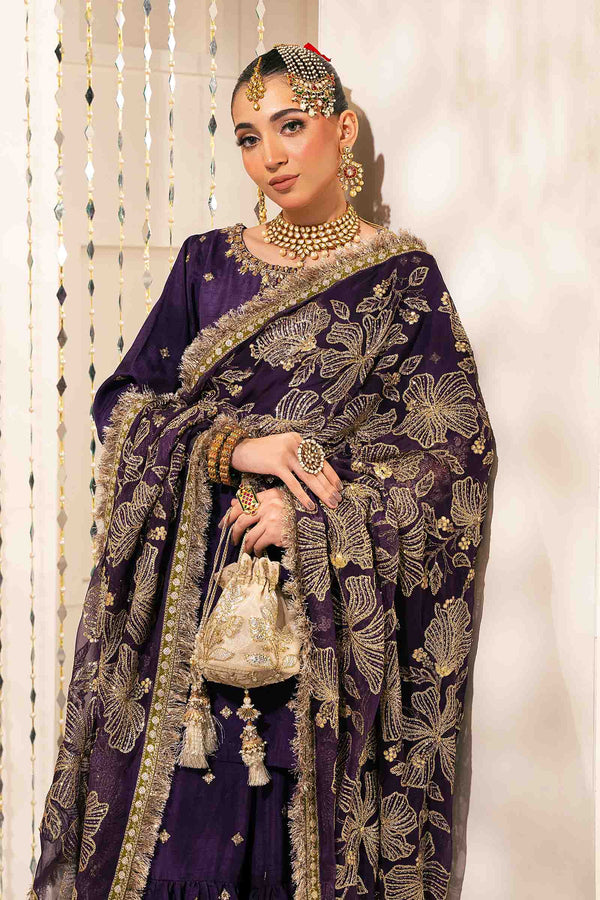 3 Piece Embroidered Raw Silk Suit