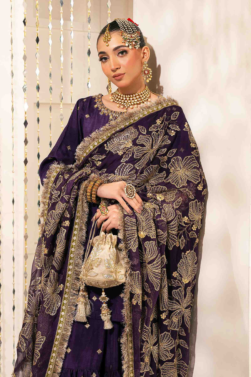 3 Piece Embroidered Raw Silk Suit