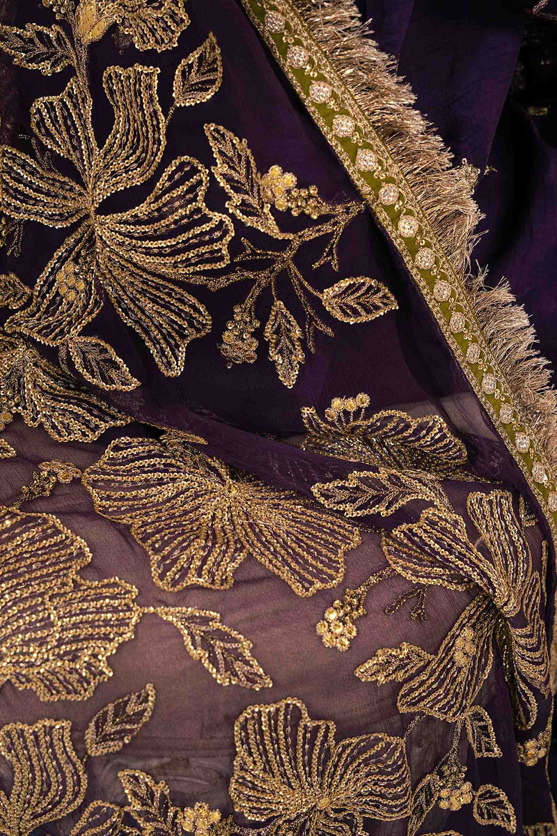 3 Piece Embroidered Raw Silk Suit