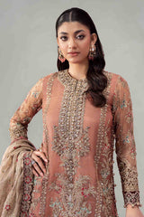 3 Piece Embroidered Zari Net Suit