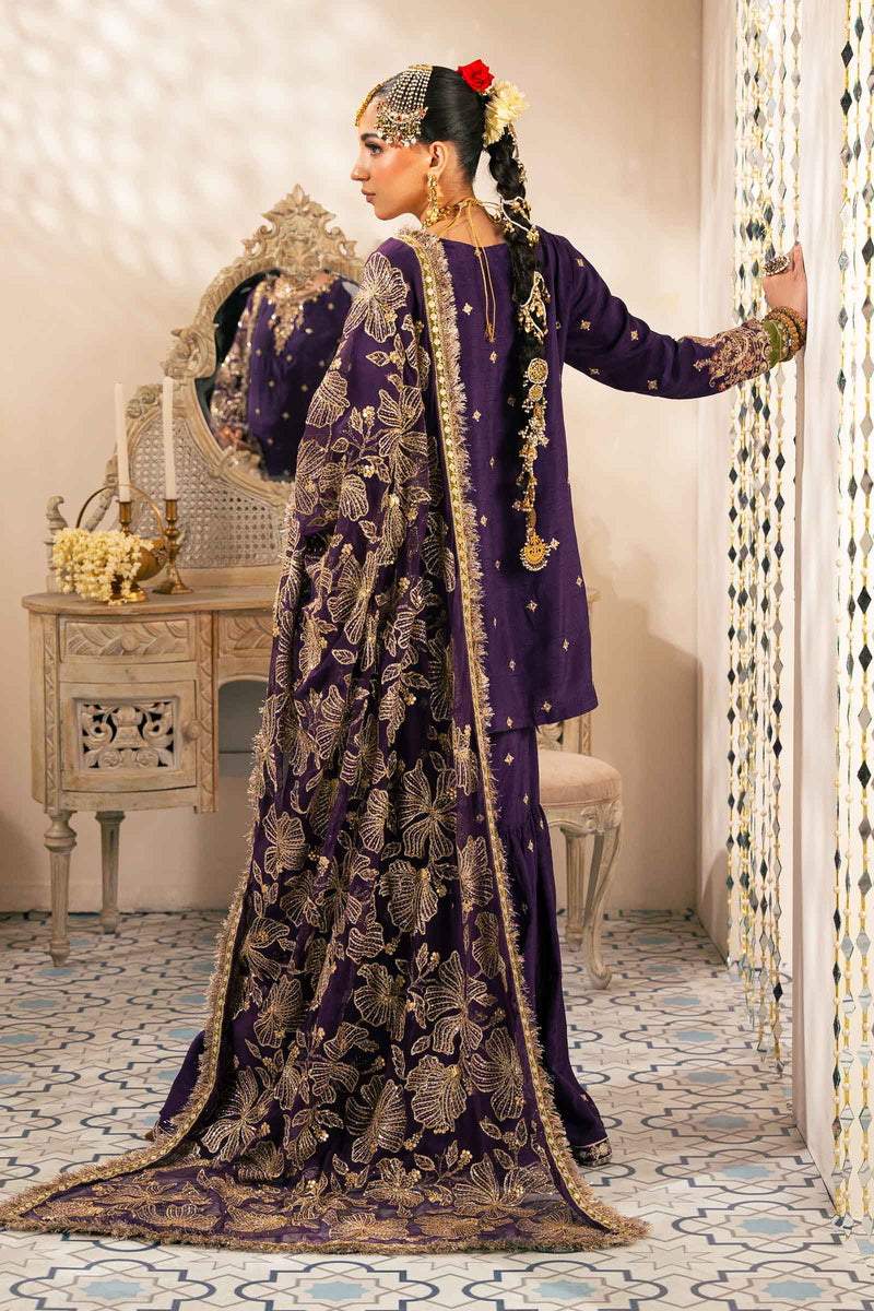 3 Piece Embroidered Raw Silk Suit