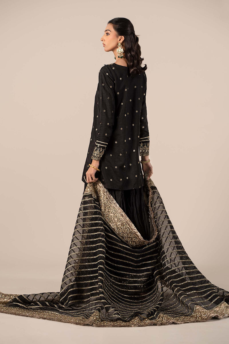 3 Piece Embroidered Raw Silk Suit