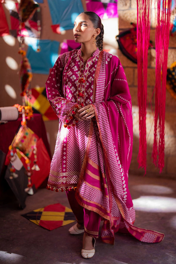 3 Piece Unstitched Gold Printed Lawn Suit