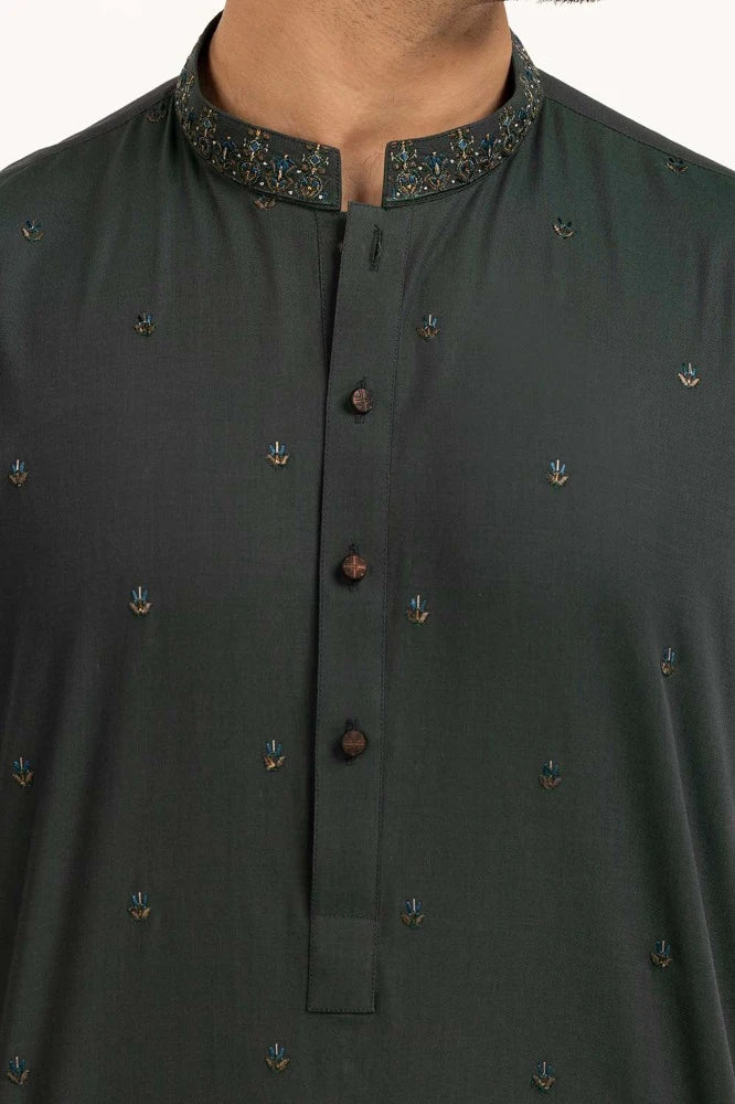 Green Embroidered Suit