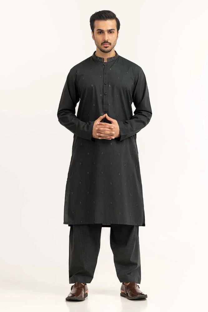 Green Embroidered Suit
