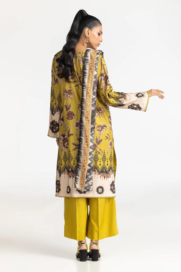 3 Piece Linen Printed Suit