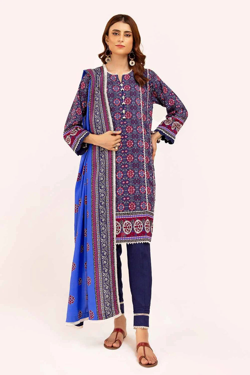 3 Piece Unstitched Printed Linen Suit