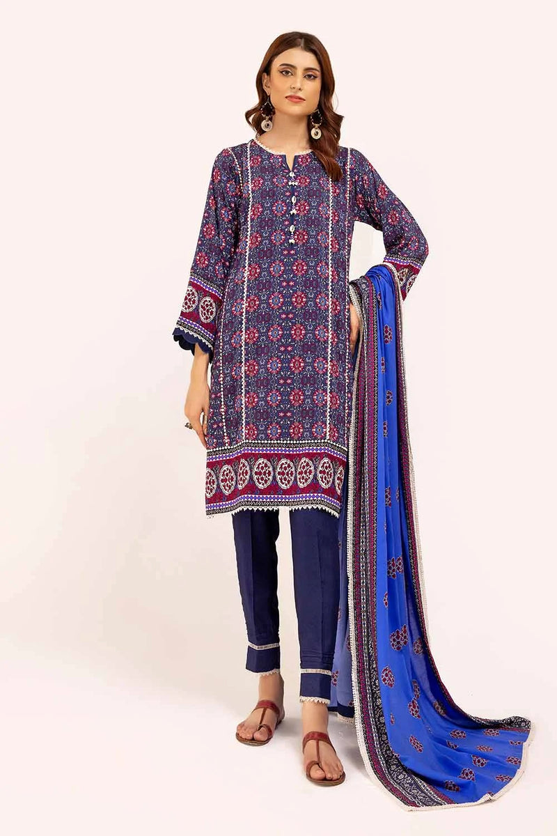 3 Piece Unstitched Printed Linen Suit