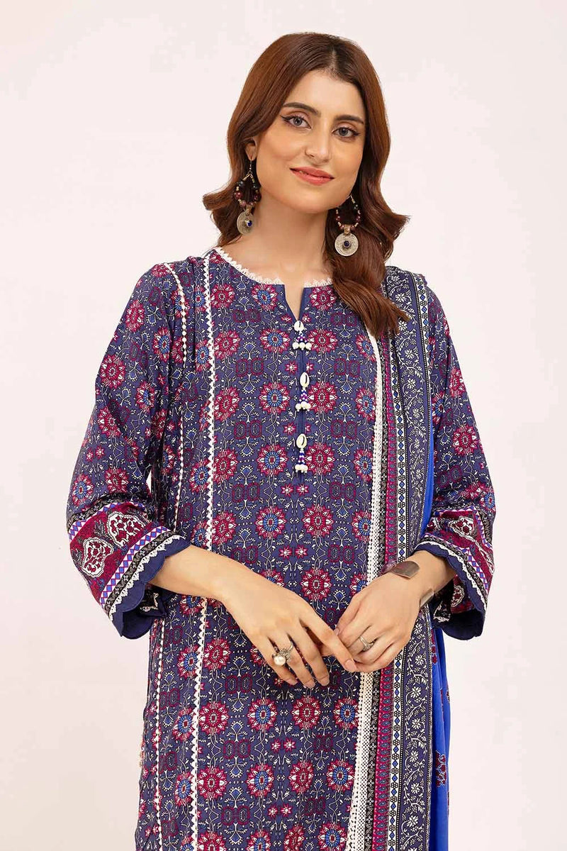 3 Piece Unstitched Printed Linen Suit