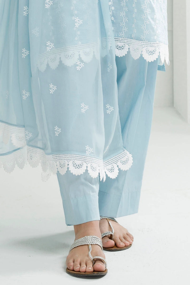 3 Piece Unstitched Schiffli Embroidered Lawn Suit with Schiffli Embroidered Chiffon Dupatta