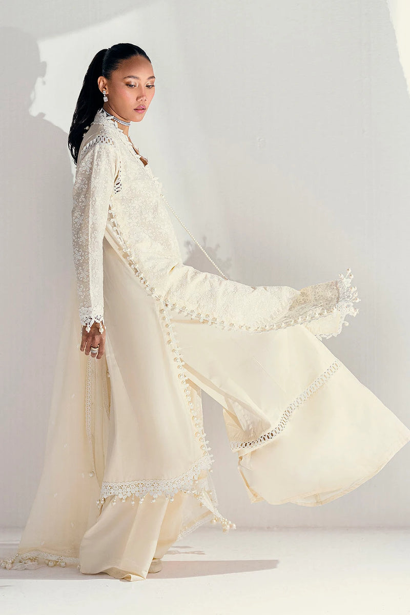 3 Piece Unstitched Schiffli Embroidered Lawn Suit with Embroidered Chiffon Dupatta