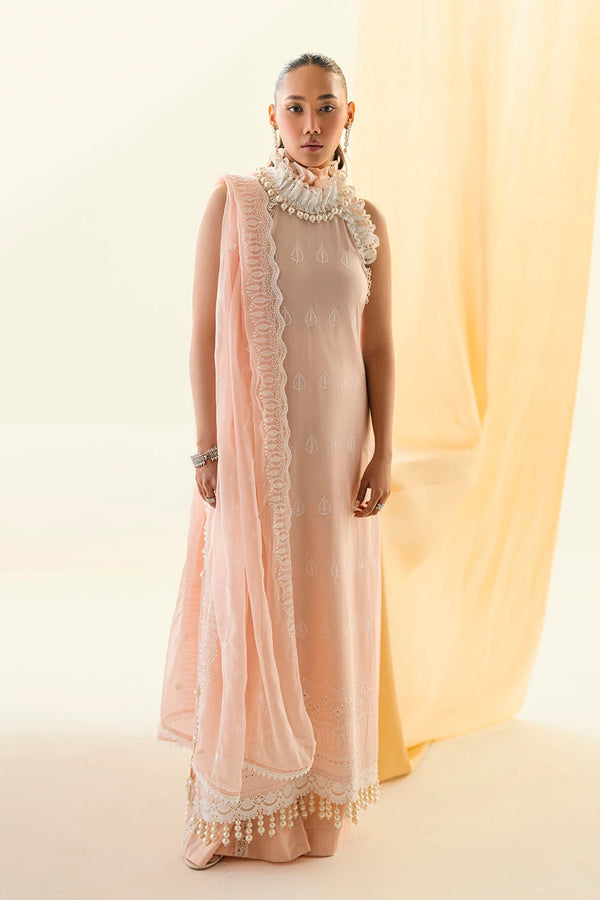 3 Piece Unstitched Schiffli Embroidered Lawn Suit with Schiffli Embroidered Chiffon Dupatta