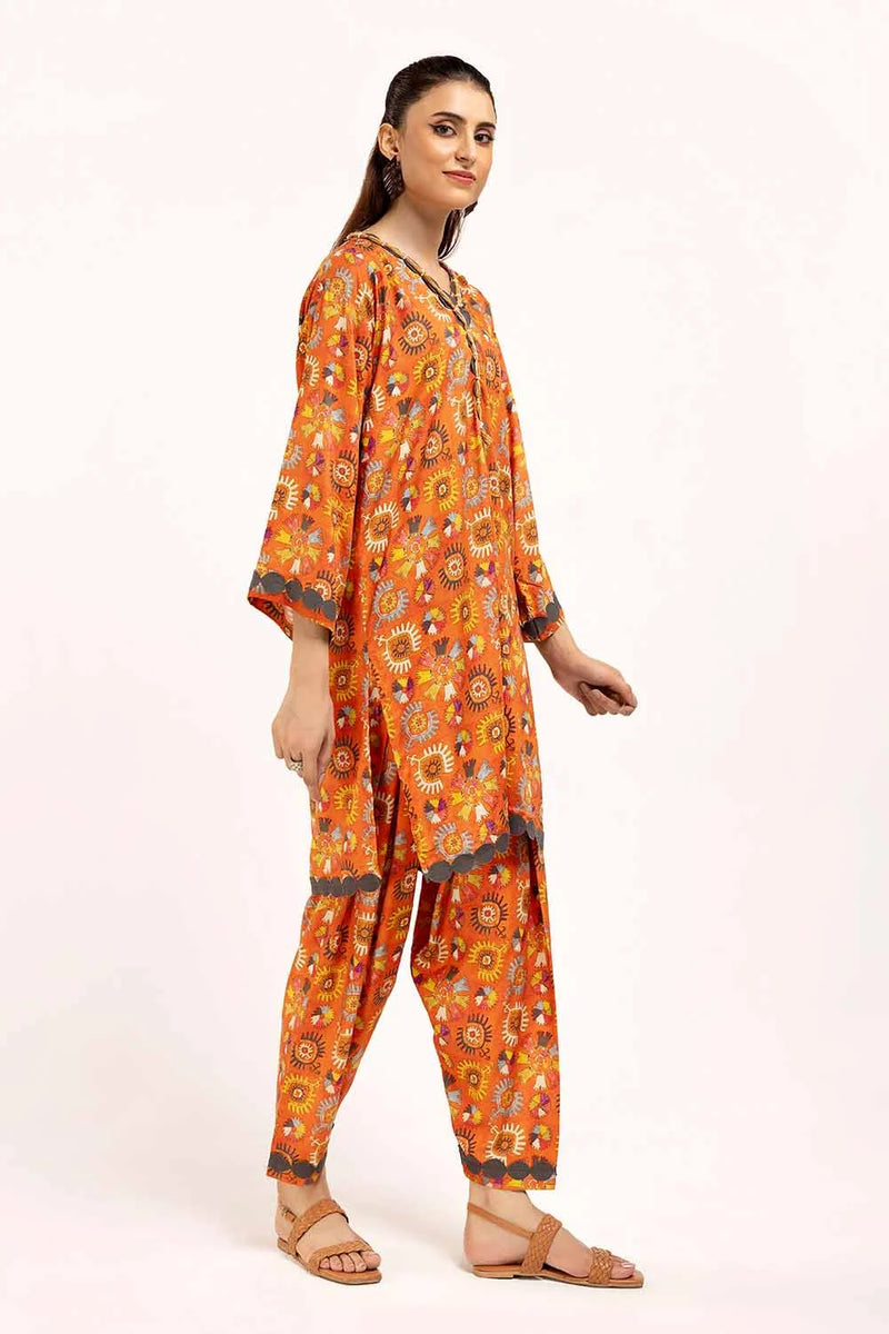 2 Piece Unstitched Printed Linen Suit
